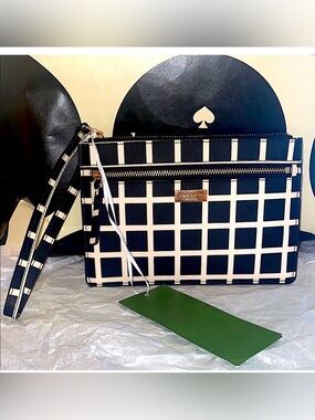 kate spade Black and White Grid Wristlet